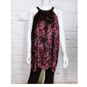 NWOT Torrid Paisley Red/Black Velvet Halter Tunic Tank Top Women 2X China